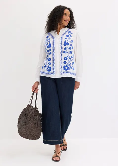 Bluse i 100% bomull med broderi, bonprix