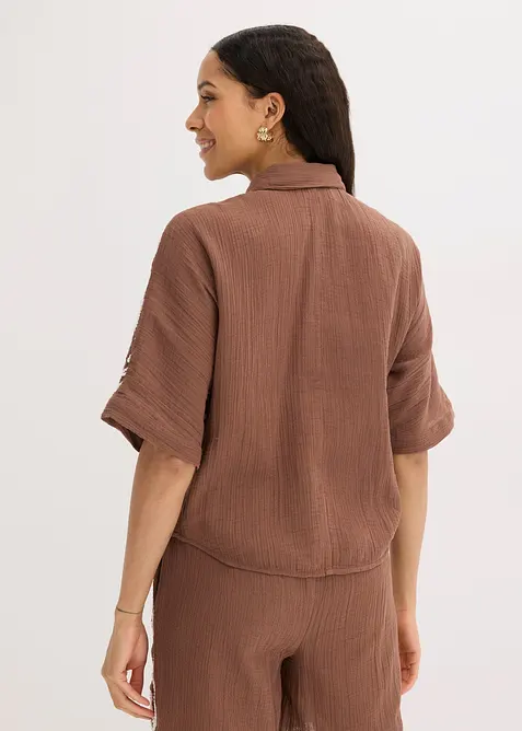 Bluse i 100% bomull med broderi, bonprix