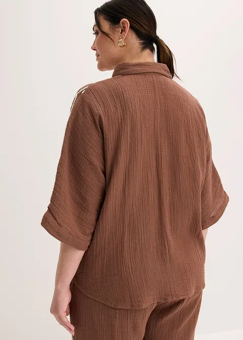 Bluse i 100% bomull med broderi, bonprix
