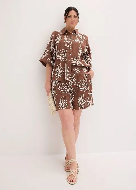 Bluse i 100% bomull med broderi, bonprix