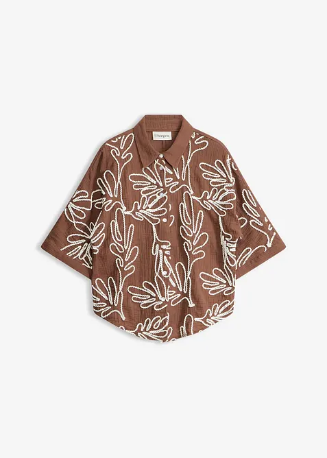 Bluse i 100% bomull med broderi, bonprix