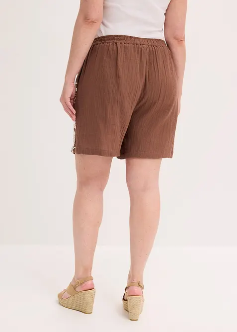 Shorts i 100% bomull med broderi, bonprix