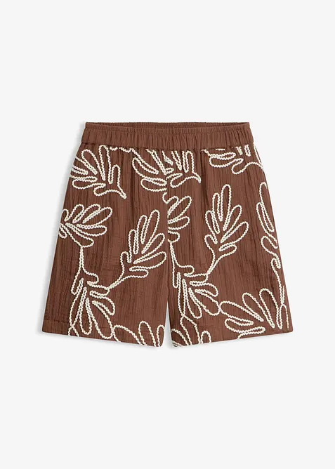 Shorts i 100% bomull med broderi, bonprix