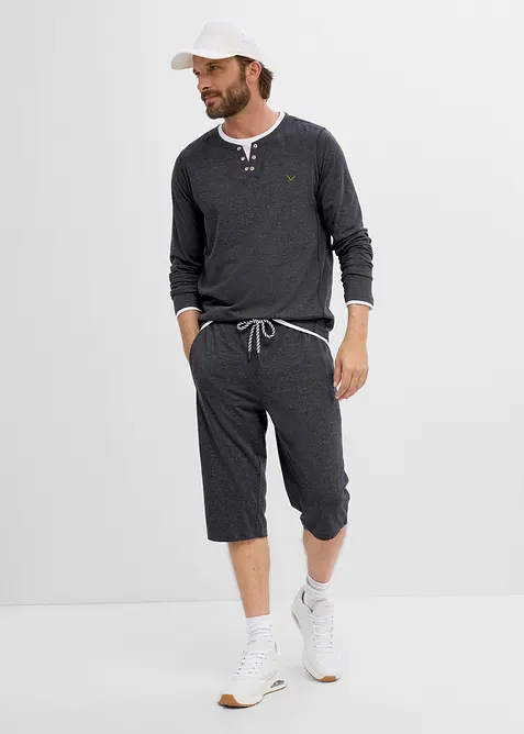 Lang jerseyshorts i 100% &oslash;kologisk bomull (2-pack), bonprix