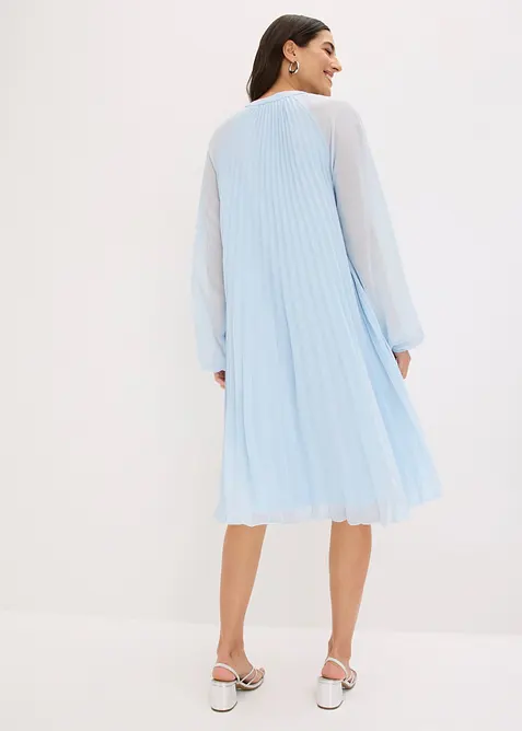 Minikjole i lett chiffon med pliss&eacute;folder, bonprix