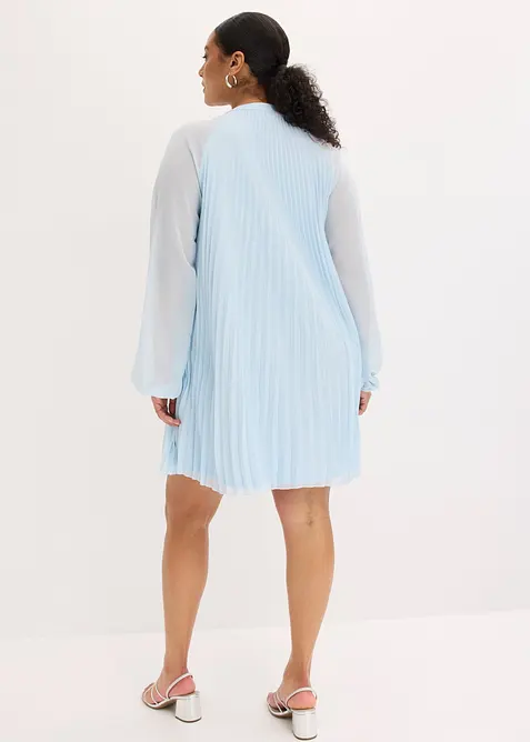 Minikjole i lett chiffon med pliss&eacute;folder, bonprix