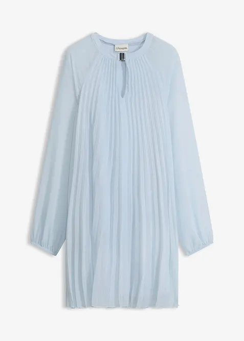 Minikjole i lett chiffon med pliss&eacute;folder, bonprix