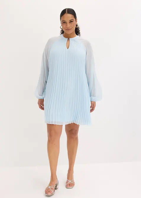 Minikjole i lett chiffon med pliss&eacute;folder, bonprix
