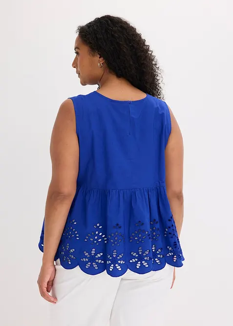 Ermel&oslash;s bluse med splitt og hullbroderi, bonprix
