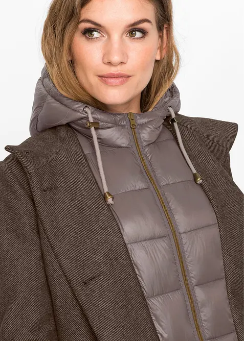 Kort vinterk&aring;pe i ullstil og 2i1-look, bonprix