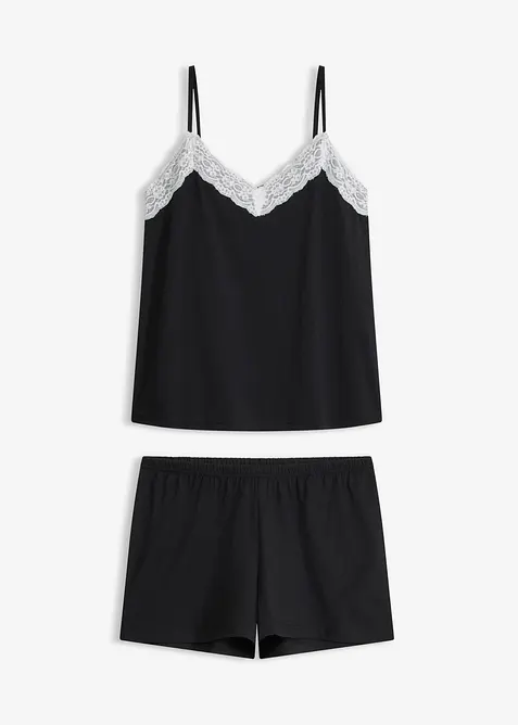 Kort pyjamas med fine blonder, bonprix