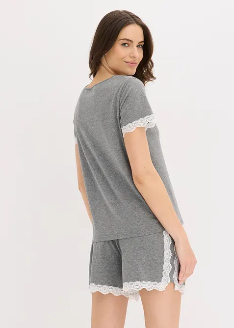 Kort pyjamas av 100% bomull med blonde, bonprix