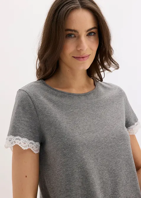 Kort pyjamas av 100% bomull med blonde, bonprix