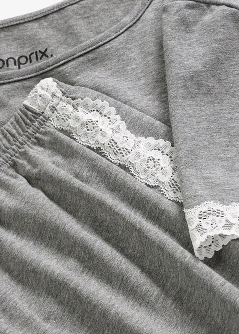 Kort pyjamas av 100% bomull med blonde, bonprix