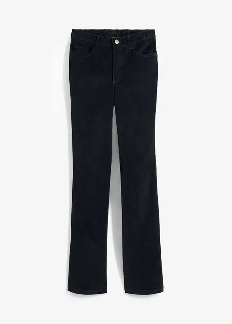 High Waist-slengbukse i kordfl&oslash;yel med stretch og komfortlinning, bonprix