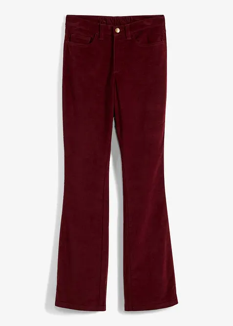 High Waist-slengbukse i kordfl&oslash;yel med stretch og komfortlinning, bonprix