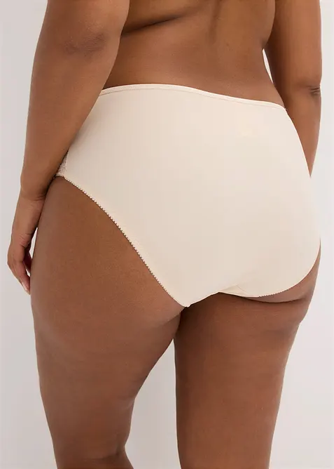 Truse med h&oslash;y midje og nydelige blonder (2-pack), bonprix
