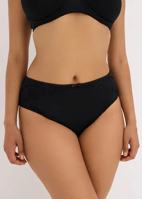 Truse med h&oslash;y midje og nydelige blonder (2-pack), bonprix