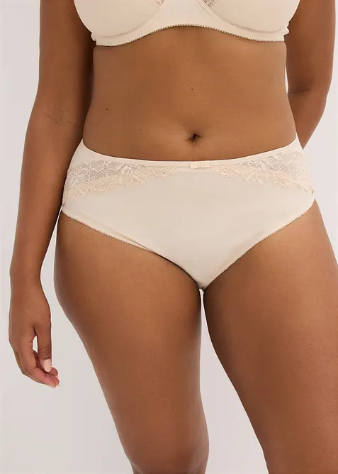 Truse med h&oslash;y midje og nydelige blonder (2-pack), bonprix