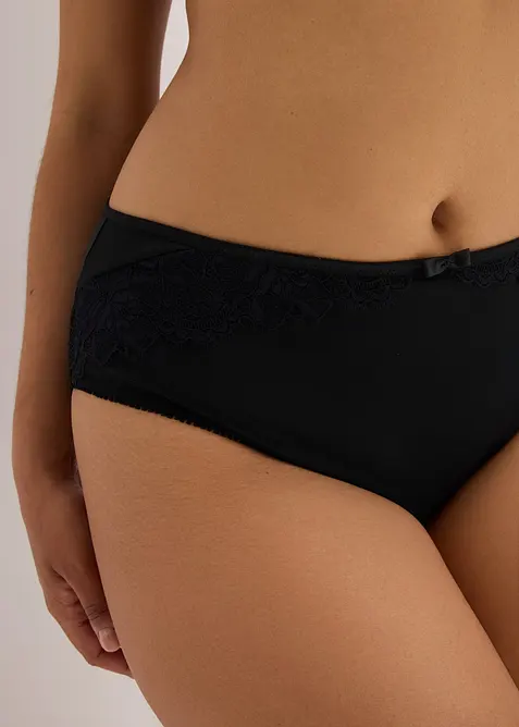 Truse med h&oslash;y midje og nydelige blonder (2-pack), bonprix