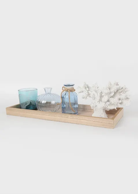 Sett med dekorativt brett og vase + lysestake (sett i 5 deler), bonprix