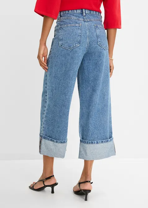 Wide Leg-jeans Mid Waist, cropped, bonprix