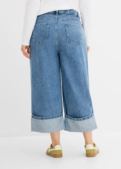Wide Leg-jeans Mid Waist, cropped, bonprix