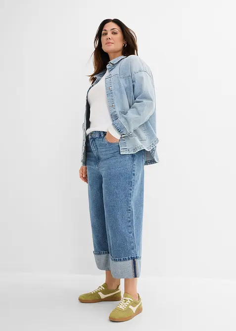 Wide Leg-jeans Mid Waist, cropped, bonprix