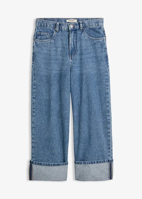 Wide Leg-jeans Mid Waist, cropped, bonprix