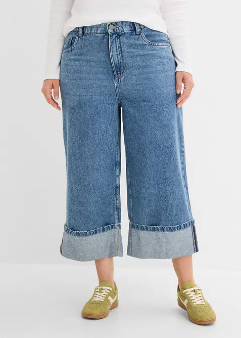 Wide Leg-jeans Mid Waist, cropped, bonprix