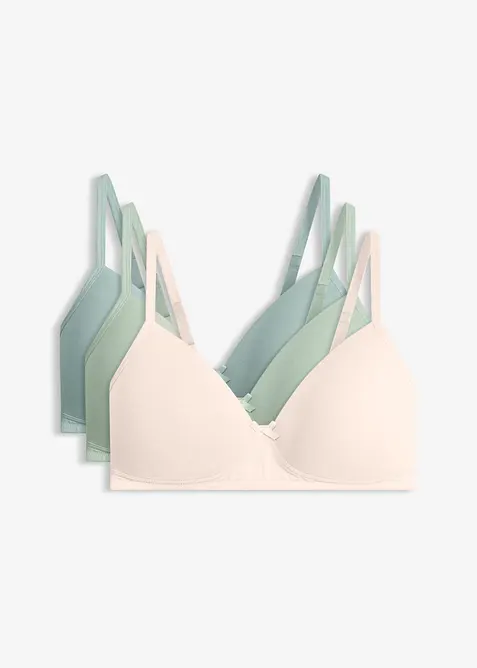 Vattert BH uten spiler med &oslash;kologisk bomull (3-pack), bonprix