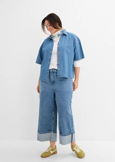 Denimskjorte i &oslash;kologisk bomull, bonprix