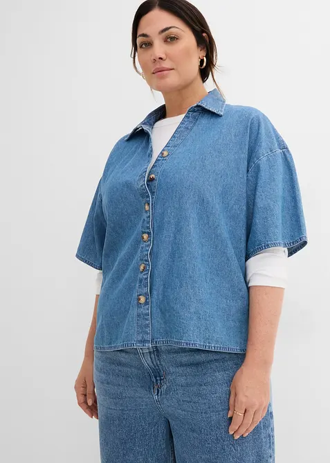 Denimskjorte i &oslash;kologisk bomull, bonprix
