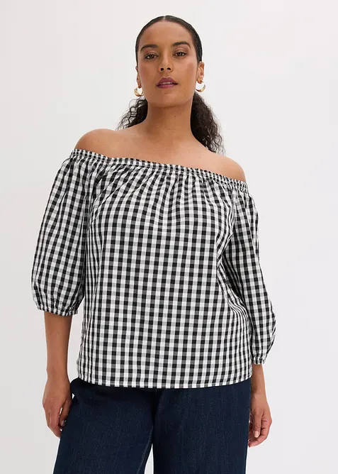 Off shoulder-bluse i 100% bomull, bonprix