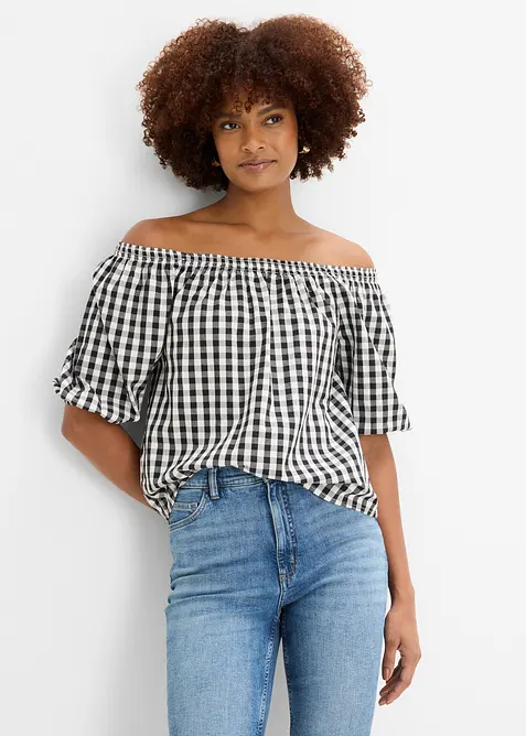 Off shoulder-bluse i 100% bomull, bonprix