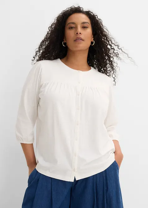 Jerseybluse i 100% &oslash;kologisk bomull, bonprix
