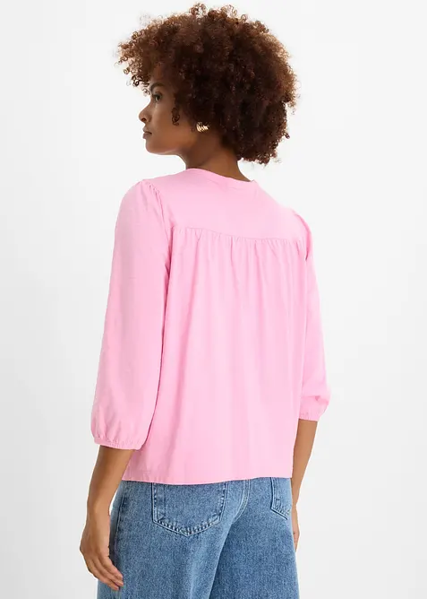 Jerseybluse i flammegarn av 100% &oslash;kologisk bomull, bonprix