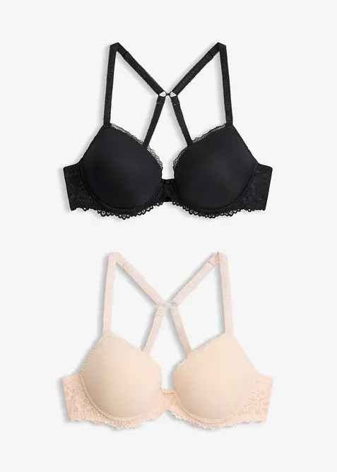 Vattert BH med nydelige blonder (2-pack), bonprix