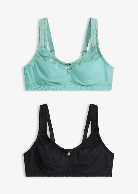 BH uten b&oslash;yle med bomull (2-pack), bonprix
