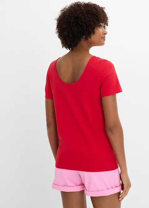 T-skjorte med dyp utringning bak (2-pack), bonprix
