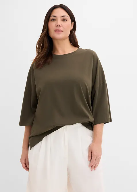 Oversized topp i &oslash;kologisk bomullsmiks, bonprix