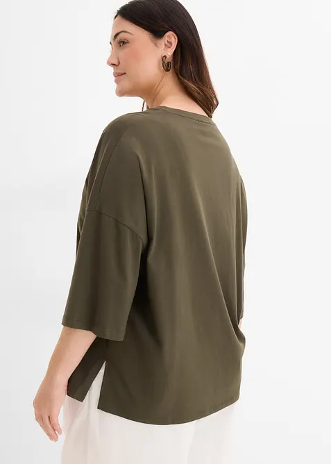 Oversized topp i &oslash;kologisk bomullsmiks, bonprix