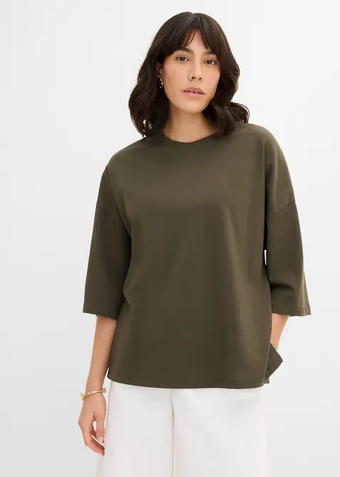 Oversized topp i &oslash;kologisk bomullsmiks, bonprix