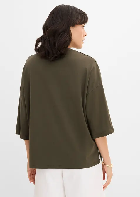 Oversized topp i &oslash;kologisk bomullsmiks, bonprix