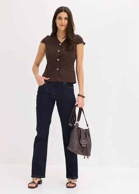 Kortermet bomullsbluse, bonprix
