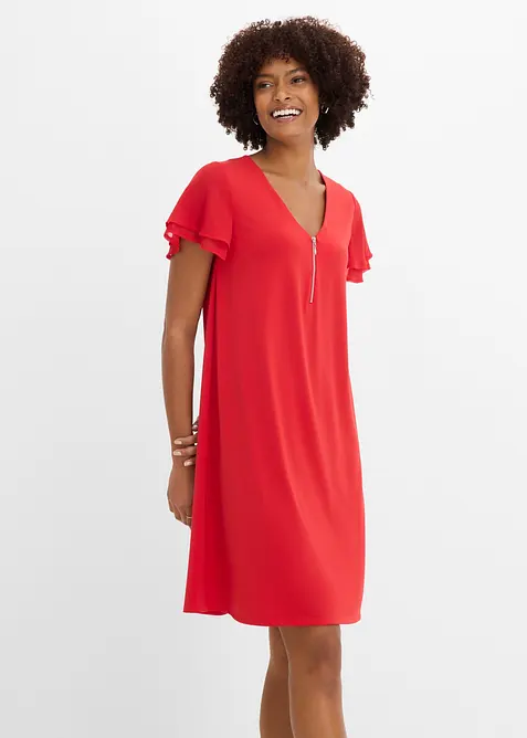 Jerseykjole med chiffonermer, bonprix