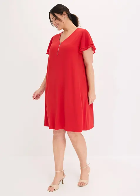 Jerseykjole med chiffonermer, bonprix