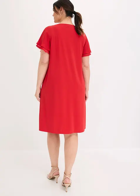 Jerseykjole med chiffonermer, bonprix