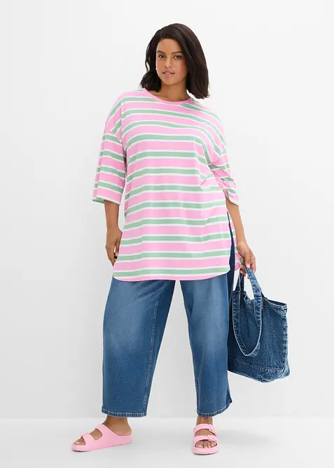 Oversized, lang topp i 100% &oslash;kologisk bomull, bonprix