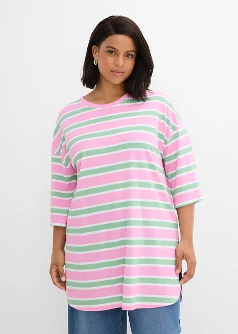 Oversized, lang topp i 100% &oslash;kologisk bomull, bonprix